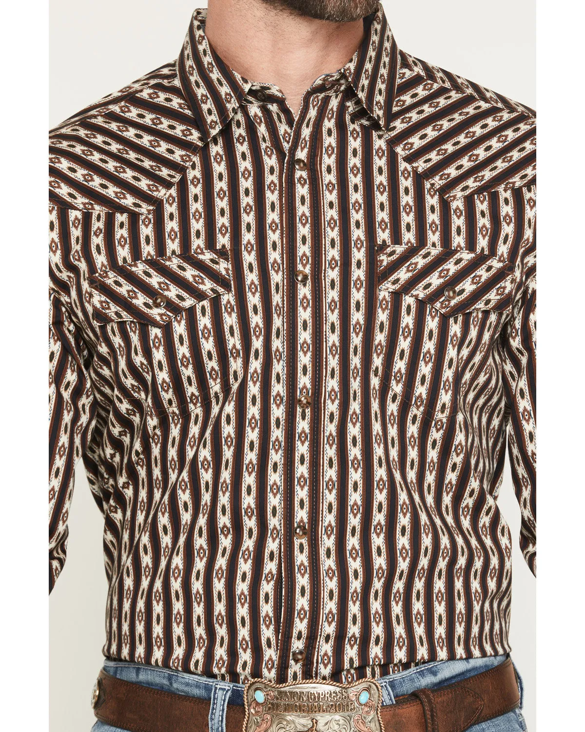 Cody James Men's Cowboys Legacy Southwestern Striped Long Sleeve Snap Western Shirt sold by Cody James product image thumbnail 3