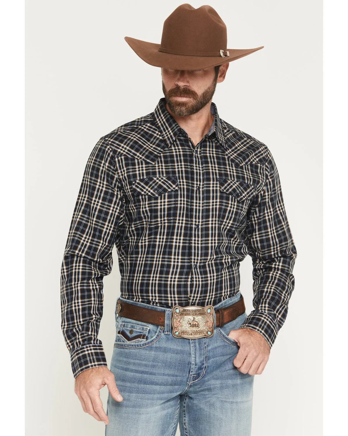 Cody James Men's Warriors Way Plaid Print Long Sleeve Snap Western Shirt sold by Cody James