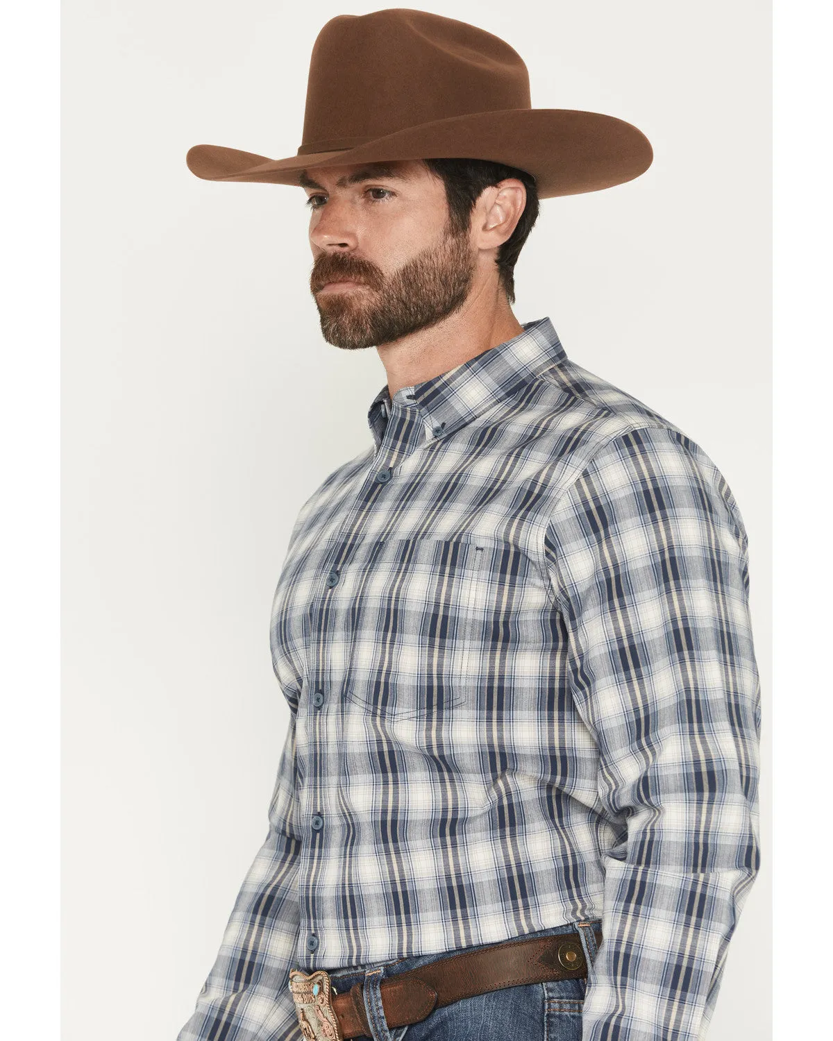 Cody James Men's Tennessee Trail Plaid Print Long Sleeve Button-Down Stretch Western Shirt - Tall sold by Cody James product image thumbnail 2