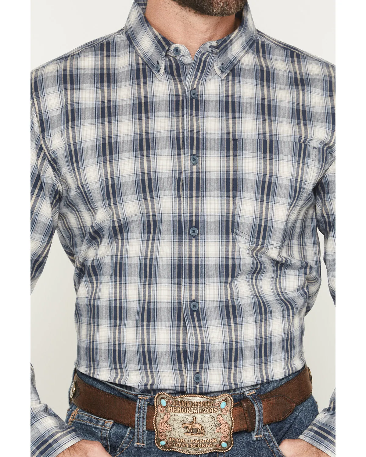 Cody James Men's Tennessee Trail Plaid Print Long Sleeve Button-Down Stretch Western Shirt - Tall sold by Cody James product image thumbnail 3