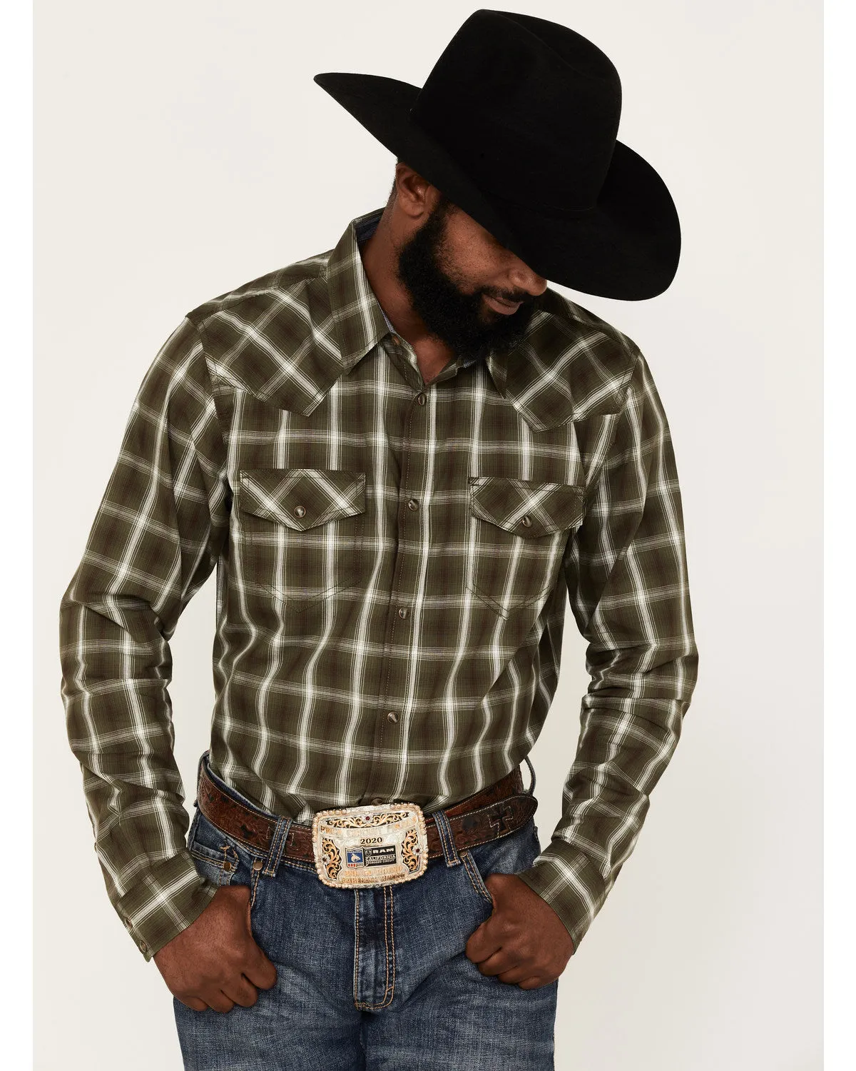 Cody James Men's Lost Trail Plaid Print Long Sleeve Snap Western Shirt sold by Cody James