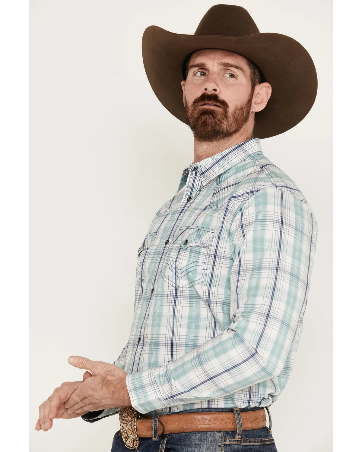 Cody James Men's Ely Plaid Print Long Sleeve Western Snap Shirt sold by Cody James product image thumbnail 2