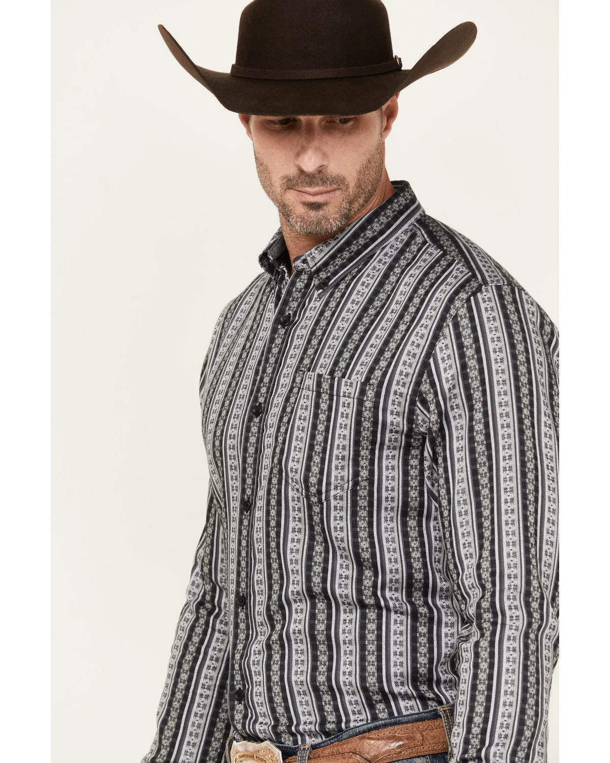 Cody James Men's Wiltern Striped Long Sleeve Button-Down Stretch Western Shirt sold by Cody James product image thumbnail 2