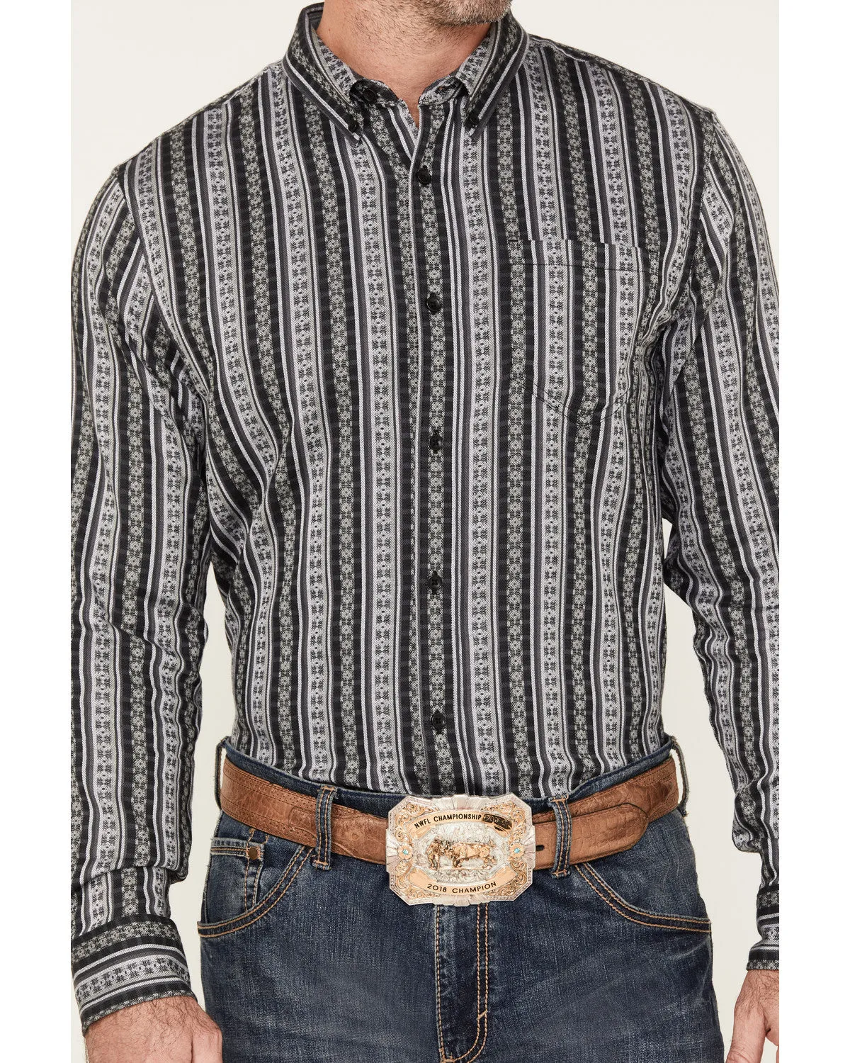 Cody James Men's Wiltern Striped Long Sleeve Button-Down Stretch Western Shirt sold by Cody James product image thumbnail 3