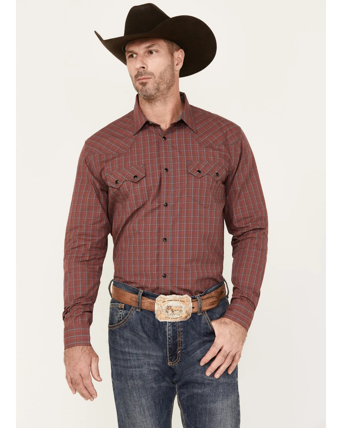 Cody James Men's Fire Mountain Long Sleeve Plaid Print Snap Western Shirt sold by Cody James