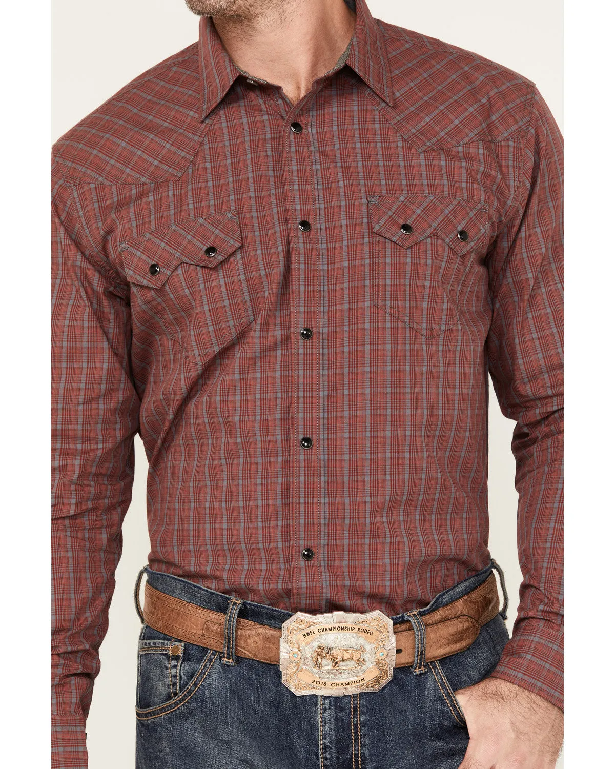 Cody James Men's Fire Mountain Long Sleeve Plaid Print Snap Western Shirt sold by Cody James product image thumbnail 3