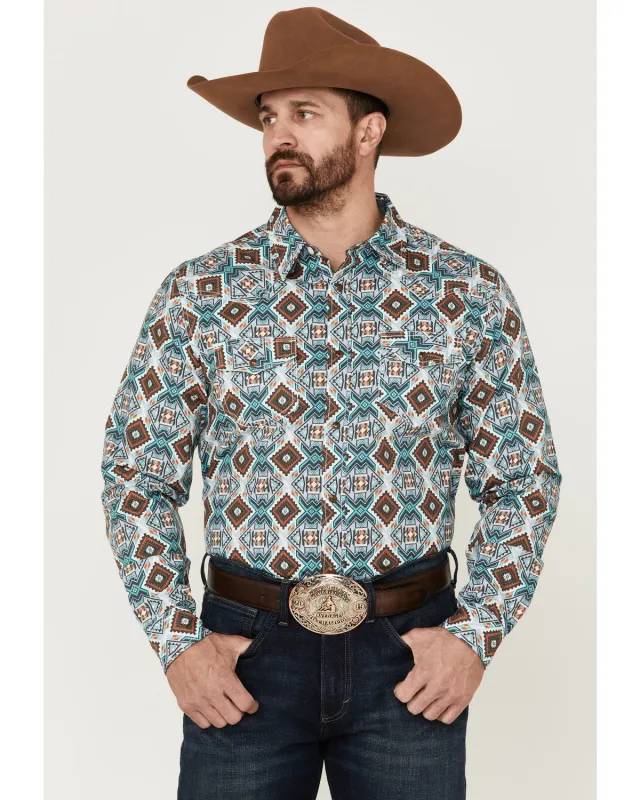 Cody James Men's Great Plains Southwestern Print Long Sleeve Snap Western Shirt made by Cody James