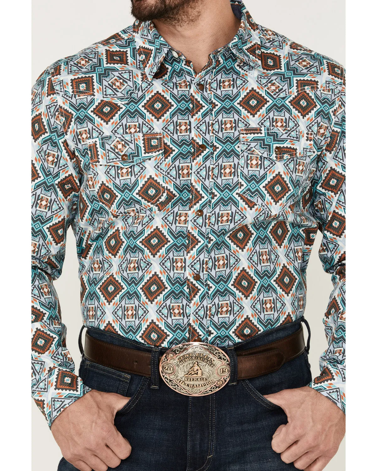 Cody James Men's Great Plains Southwestern Print Long Sleeve Snap Western Shirt sold by Cody James product image thumbnail 3