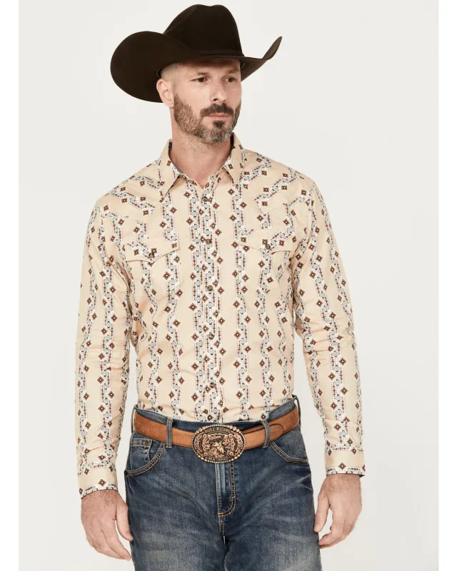Cody James Men's Floral Striped Print Long Sleeve Snap Western Shirt sold by Cody James