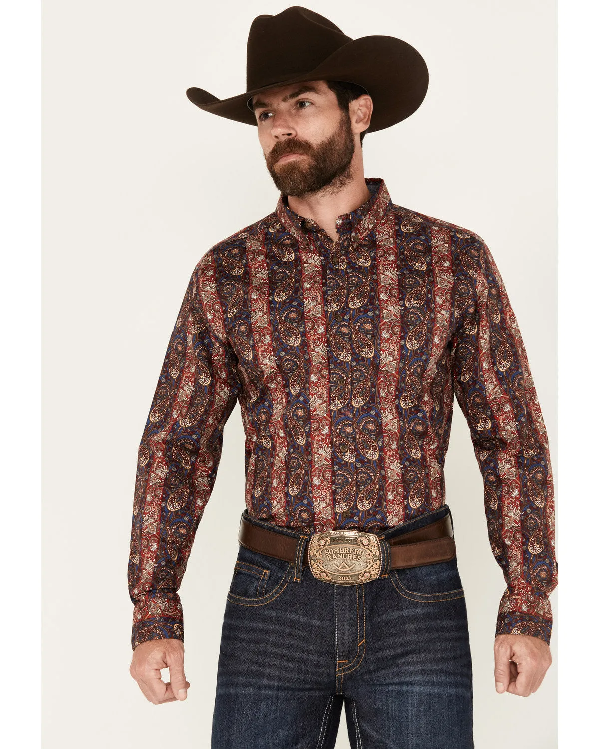 Cody James Men's Decoy Paisley Print Long Sleeve Stretch Button-Down Western Shirt sold by Cody James