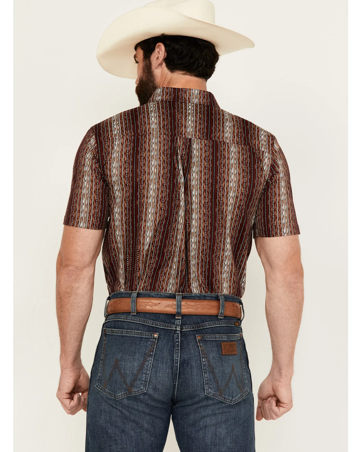 Cody James Men's Wood Cut Southwestern Striped Short Sleeve Button-Down Stretch Western Shirt sold by Cody James product image thumbnail 4