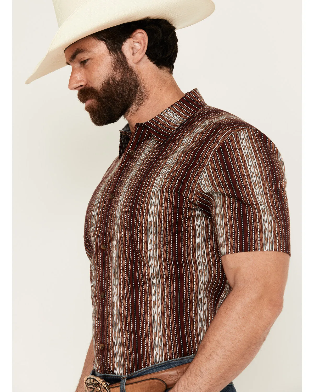 Cody James Men's Wood Cut Southwestern Striped Short Sleeve Button-Down Stretch Western Shirt sold by Cody James product image thumbnail 2