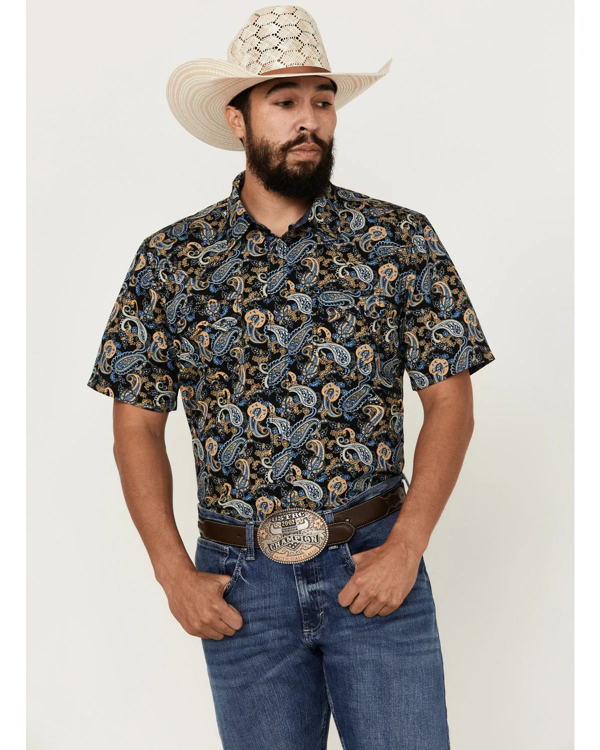 Cody James Men's 18 Carat Paisley Print Short Sleeve Snap Western Shirt sold by Cody James