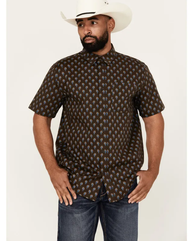 Cody James Men's Lampshade Paisley Print Short Sleeve Button-Down Stretch Western Shirt sold by Cody James