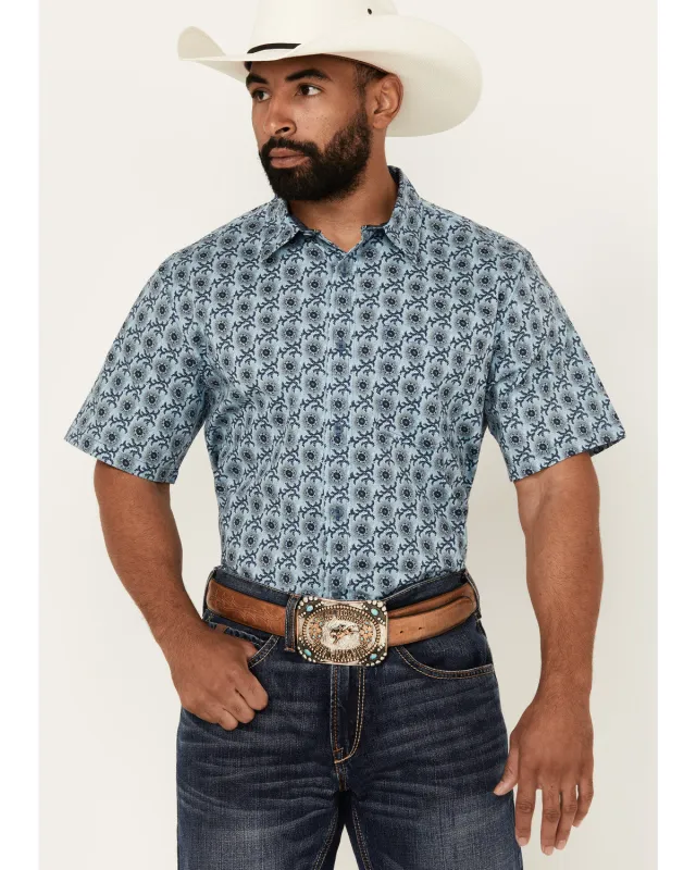Cody James Men's Sunny Day Floral Medallion Print Short Sleeve Button-Down Stretch Western Shirt sold by Cody James
