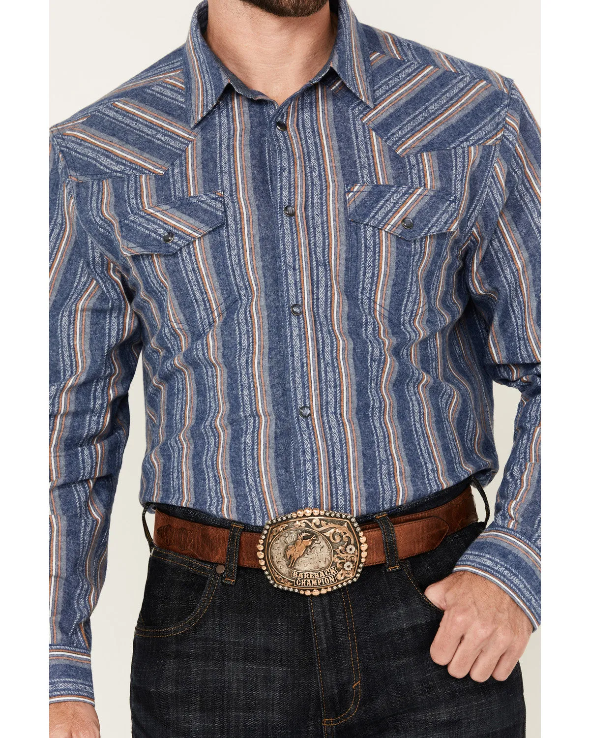 Cody James Men's Alpine Southwestern Striped Long Sleeve Pearl Snap Western Shirt sold by Cody James product image thumbnail 3