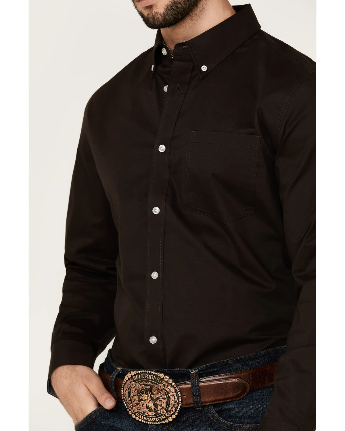 Cody James Men's Basic Solid Long Sleeve Button-Down Stretch Western Shirt sold by Cody James product image thumbnail 3