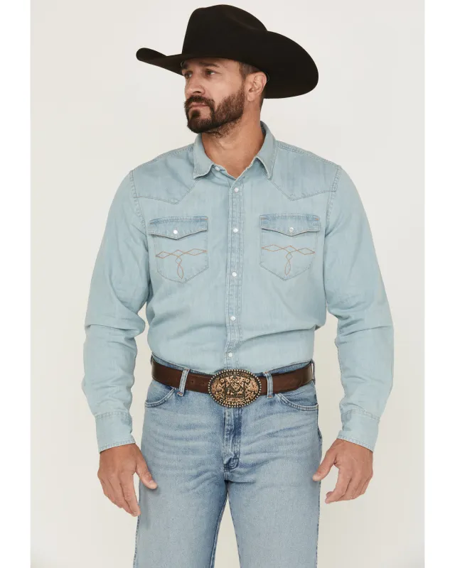 Cody James Men's Frosty Light Wash Long Sleeve Snap Denim Western Shirt - Tall sold by Cody James
