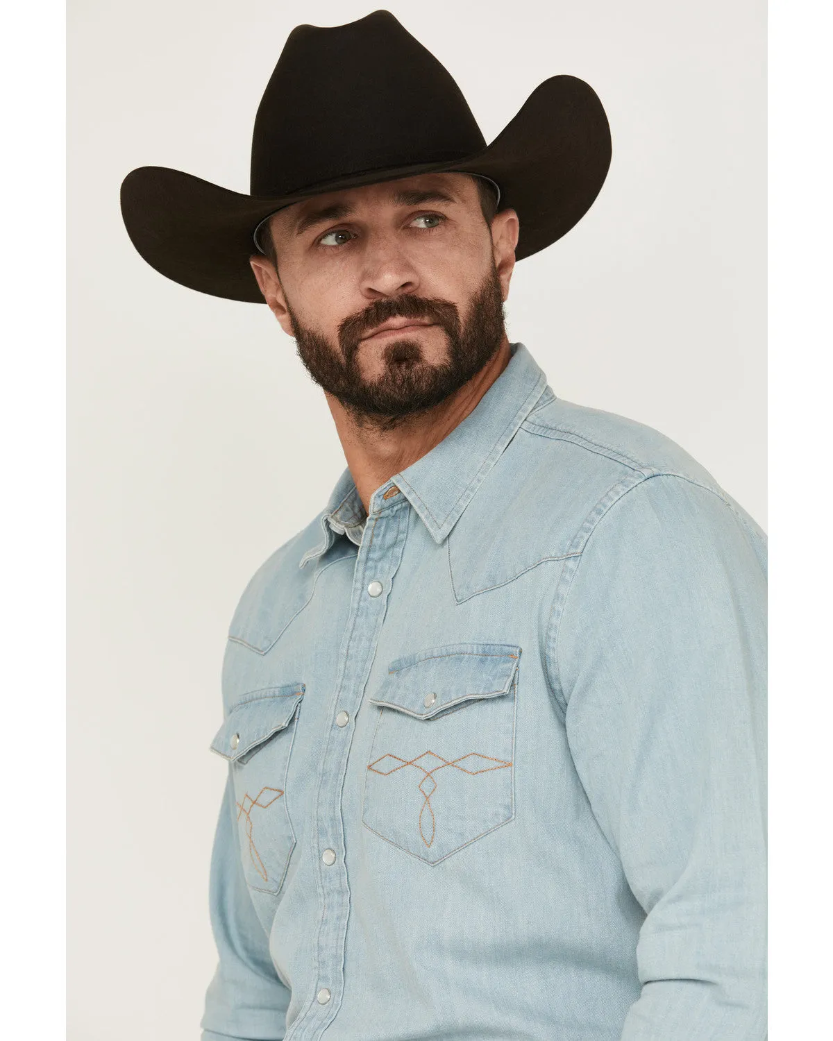 Cody James Men's Frosty Light Wash Long Sleeve Snap Denim Western Shirt - Big sold by Cody James product image thumbnail 2