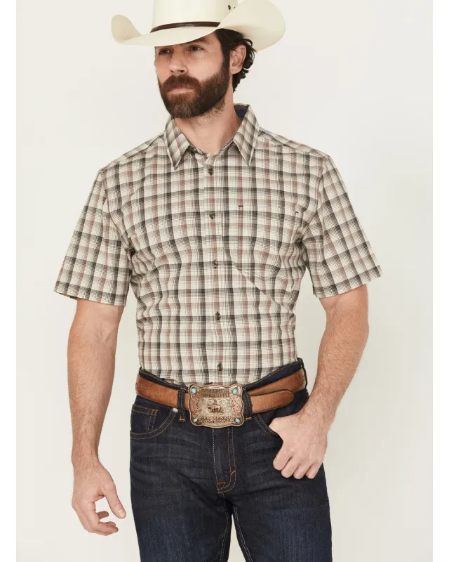 Cody James Men's Summit Plaid Print Short Sleeve Button-Down Stretch Western Shirt sold by Cody James