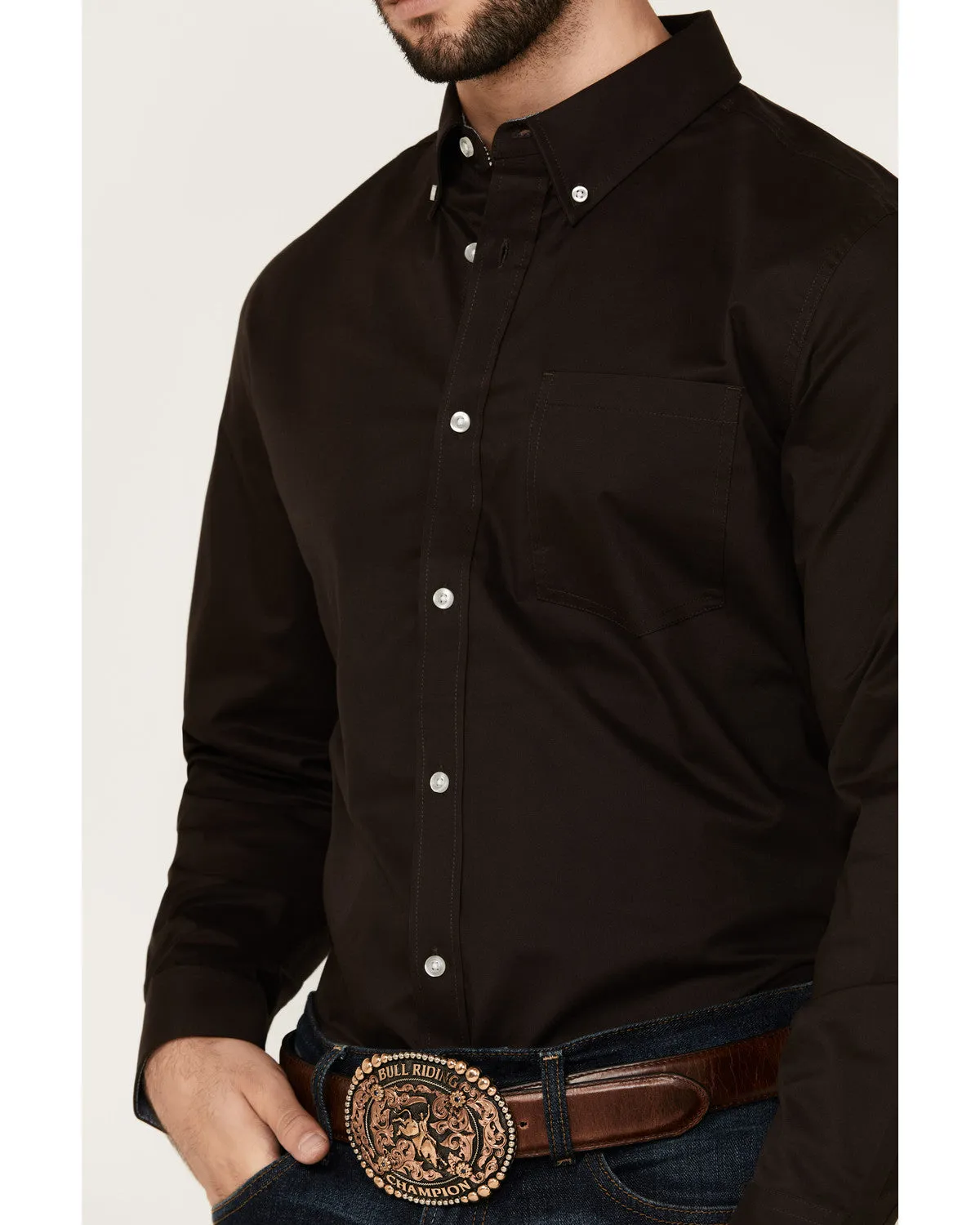 Cody James Men's Basic Solid Long Sleeve Button-Down Stretch Western Shirt - Tall sold by Cody James product image thumbnail 3