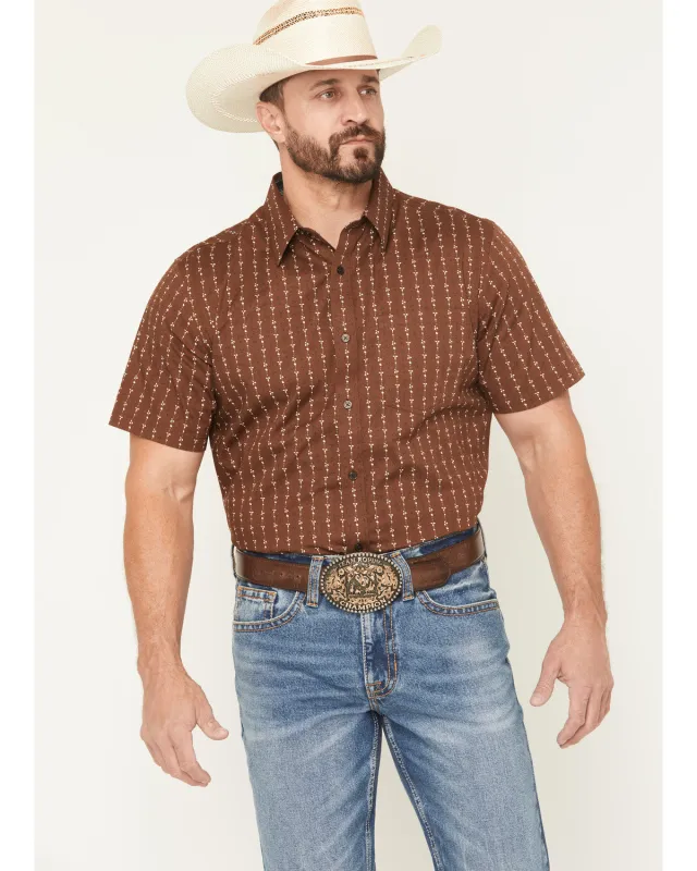 Cody James Men's Westward Floral Striped Short Sleeve Button-Down Stretch Western Shirt sold by Cody James