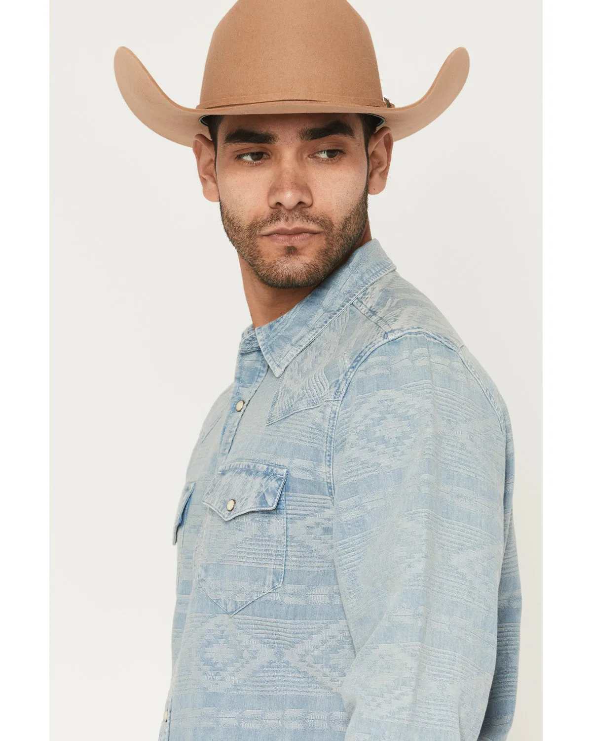 Cody James Men's Marley Tonal Southwestern Long Sleeve Snap Denim Western Shirt sold by Cody James product image thumbnail 2