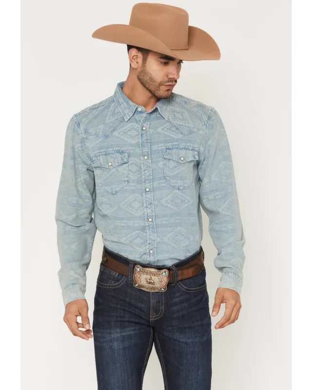 Cody James Men's Marley Tonal Southwestern Long Sleeve Snap Denim Western Shirt sold by Cody James