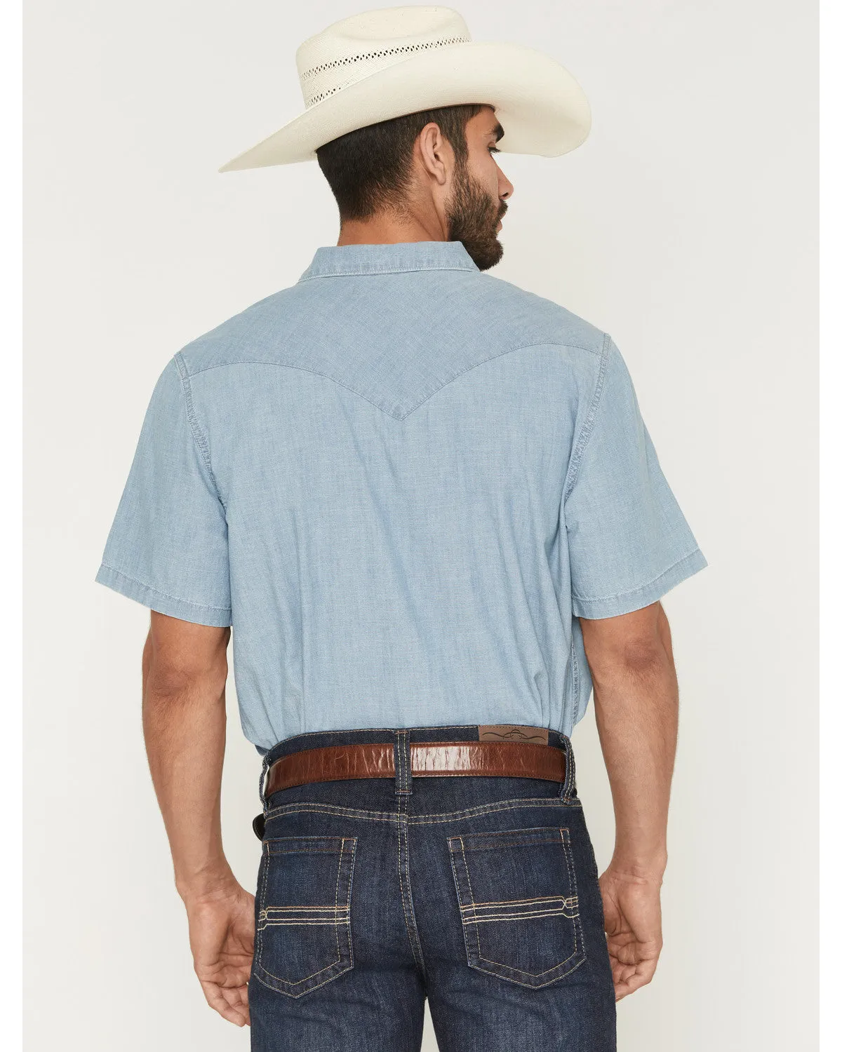 Cody James Men's Horizon Chambray Light Wash Short Sleeve Snap Western Shirt sold by Cody James product image thumbnail 4