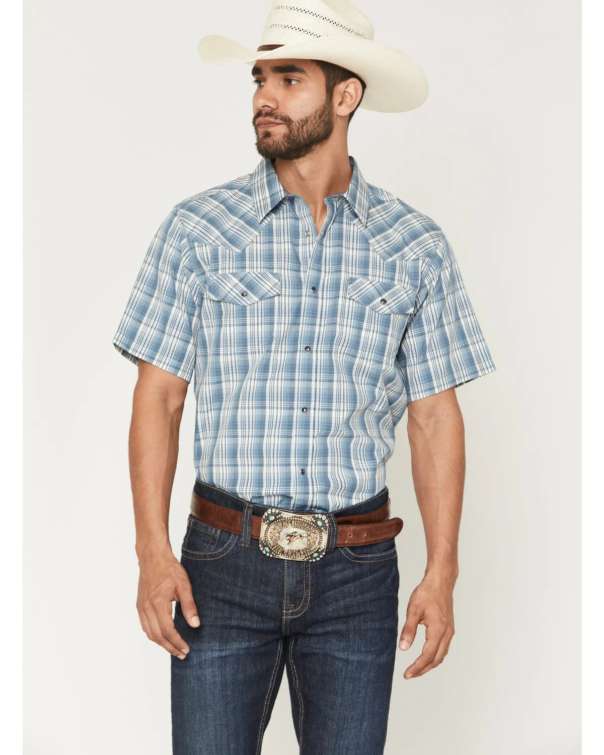 Cody James Men's Briggs Plaid Print Short Sleeve Snap Western Shirt sold by Cody James