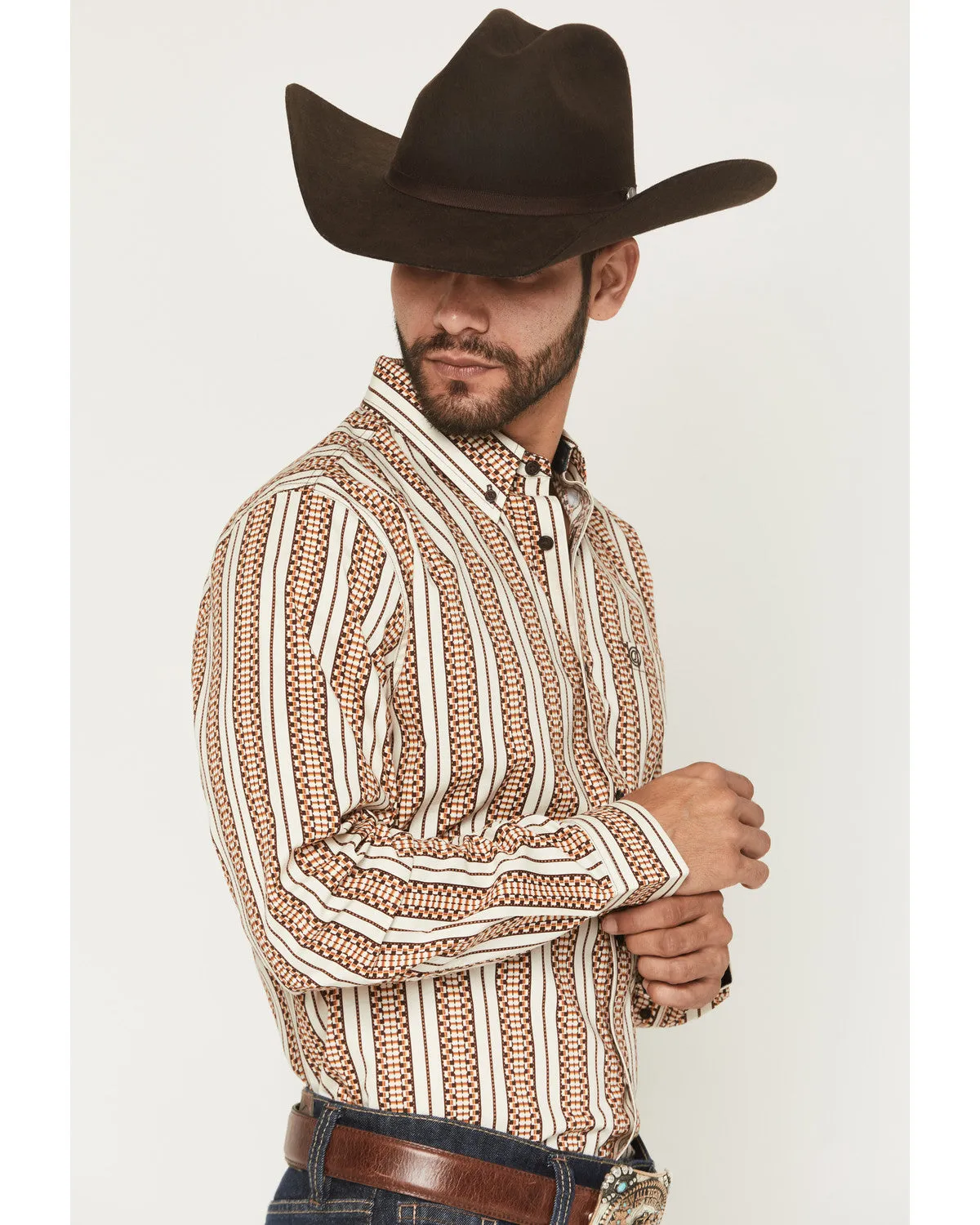 Cody James Men's Waylon Geo Stripe Print Long Sleeve Button-Down Stretch Western Shirt sold by Cody James product image thumbnail 2