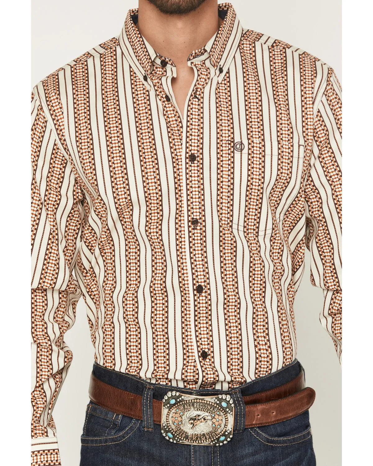 Cody James Men's Waylon Geo Stripe Print Long Sleeve Button-Down Stretch Western Shirt sold by Cody James product image thumbnail 3