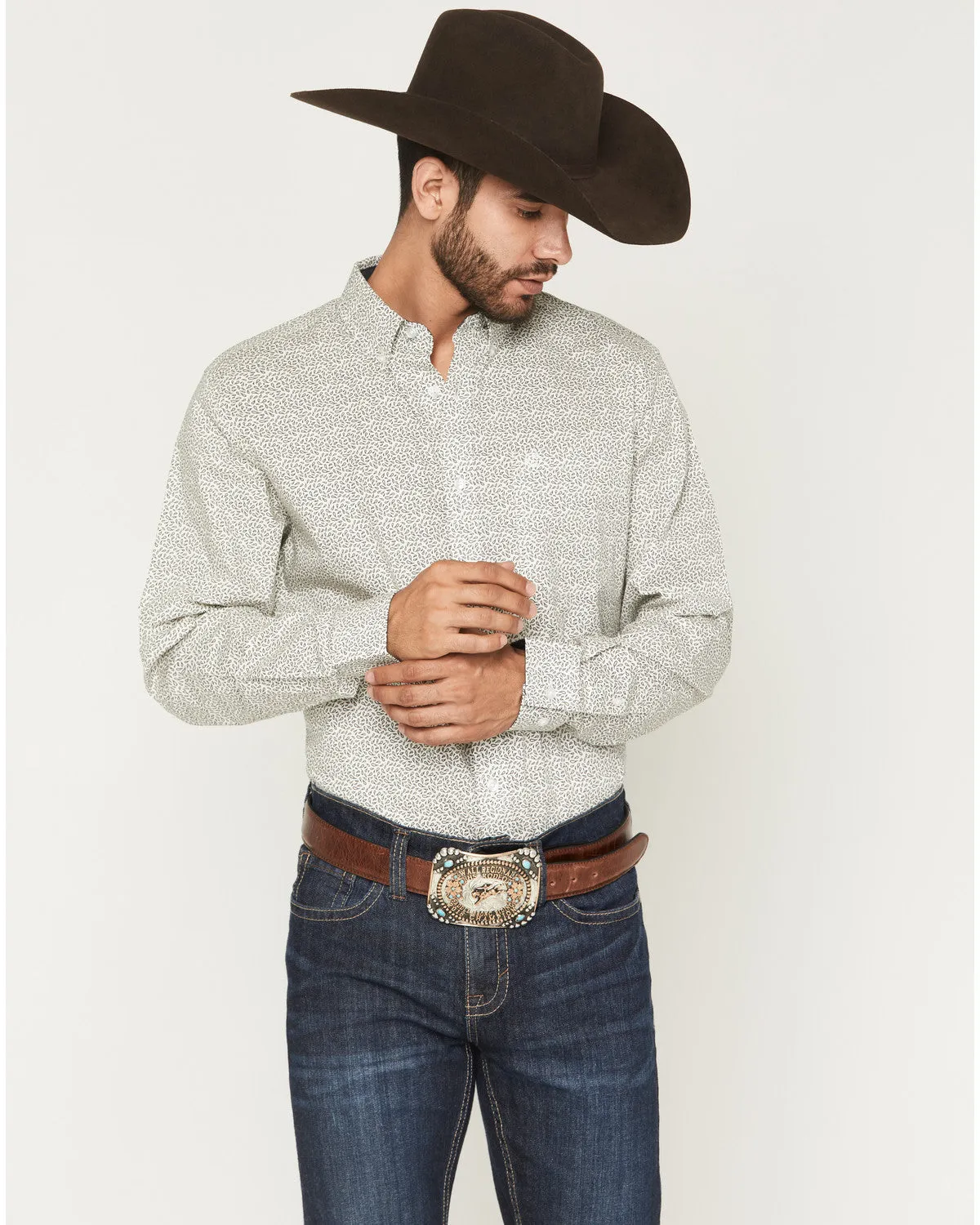 Cody James Men's Rhett Micro Paisley Print Long Sleeve Button-Down Stretch Western Shirt sold by Cody James