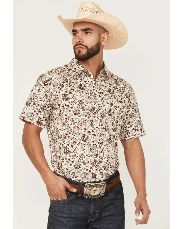 Cody James Men's Red River Floral Print Short Sleeve Button-Down Stretch Western Shirt sold by Cody James