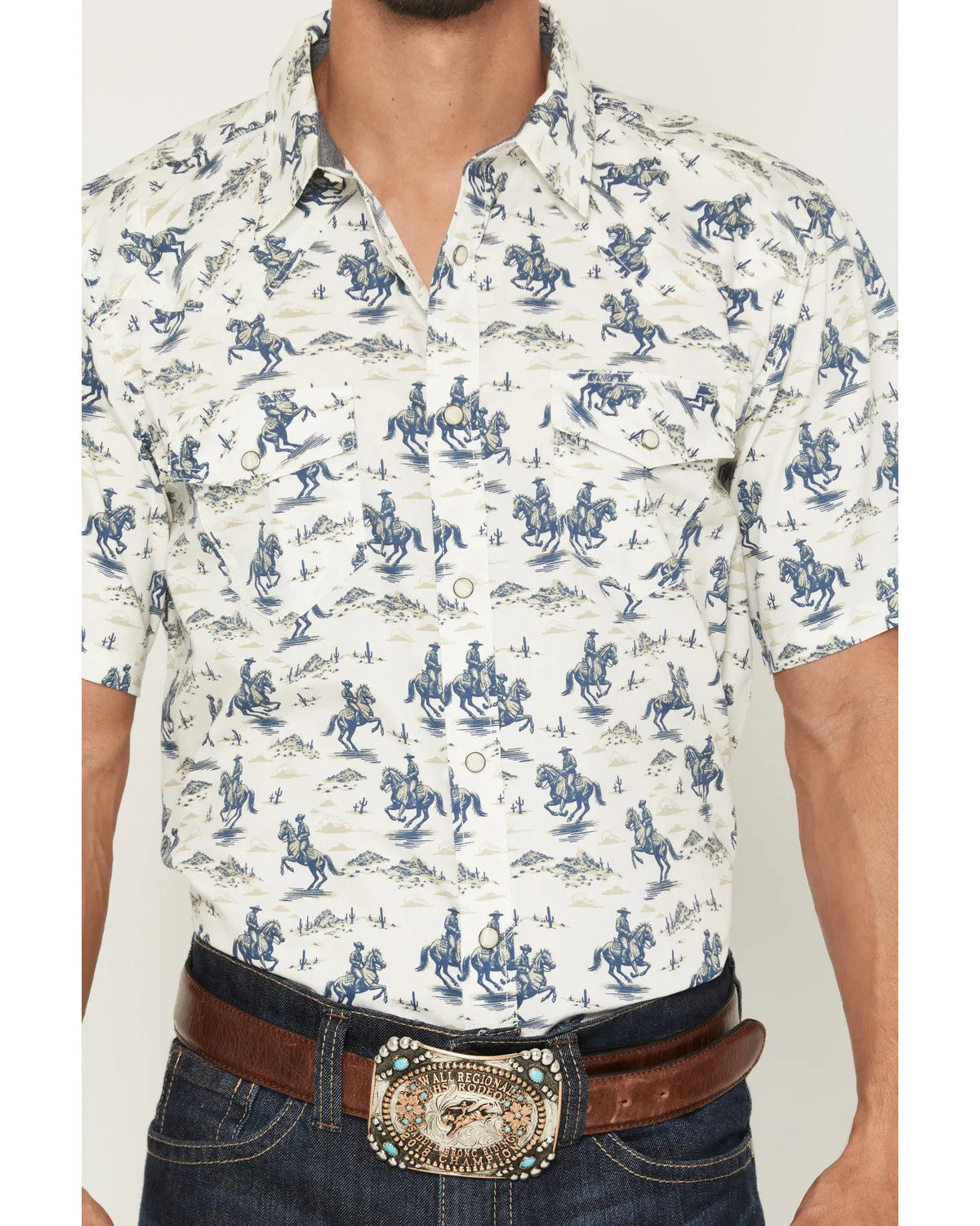 Cody James Men's Amos BBQ Western Print Short Sleeve Snap Western Shirt sold by Cody James product image thumbnail 3