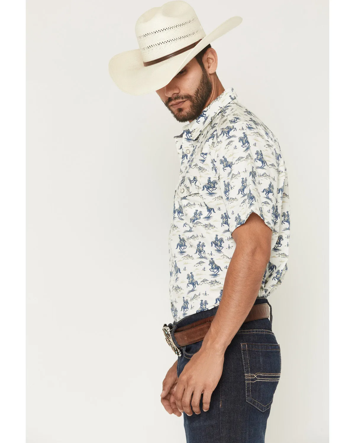 Cody James Men's Amos BBQ Western Print Short Sleeve Snap Western Shirt sold by Cody James product image thumbnail 2