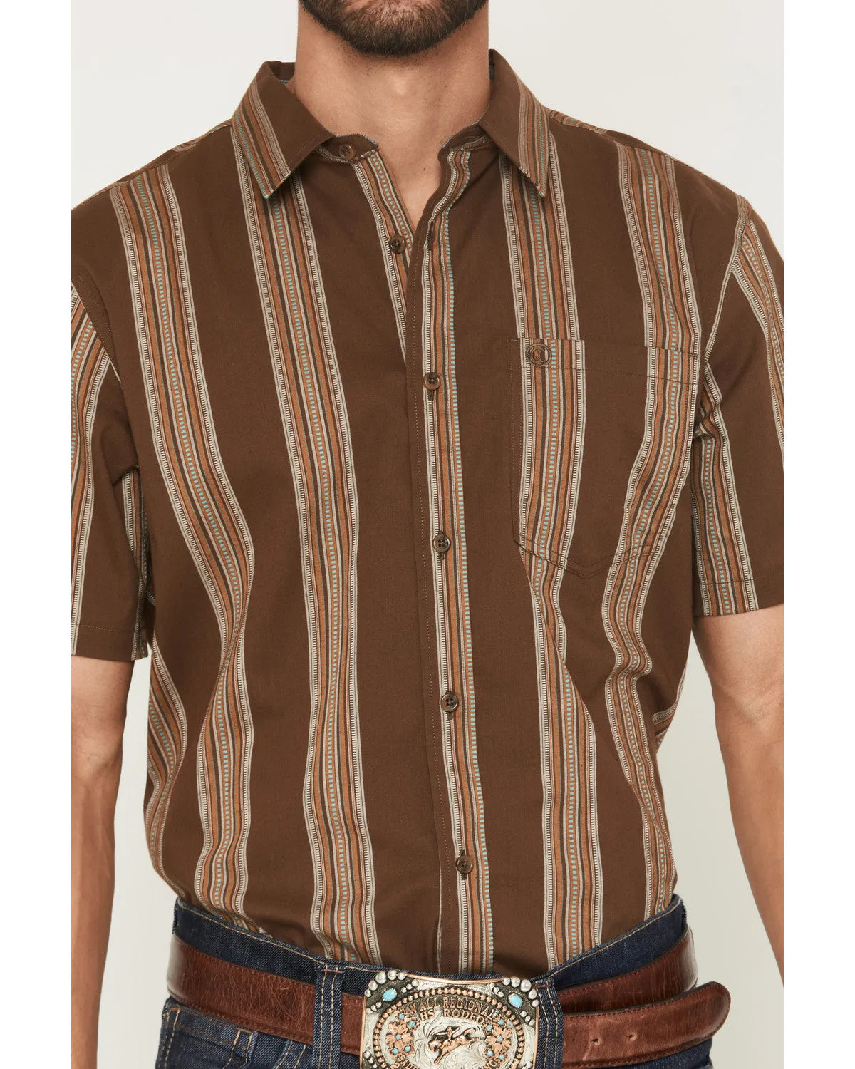 Cody James Silas Stripe Print Short Sleeve Button-Down Stretch Western Shirt sold by Cody James product image thumbnail 3