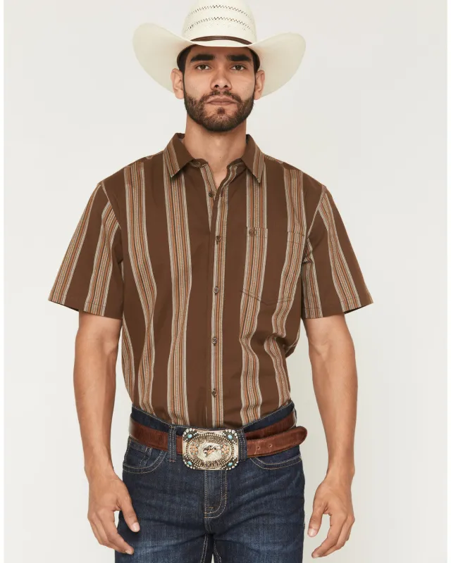 Cody James Silas Stripe Print Short Sleeve Button-Down Stretch Western Shirt made by Cody James