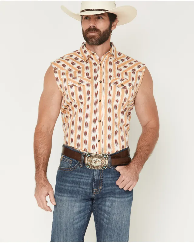 Cody James Men's Saint Southwestern Stripe Print Sleeveless Snap Western Bubba made by Cody James