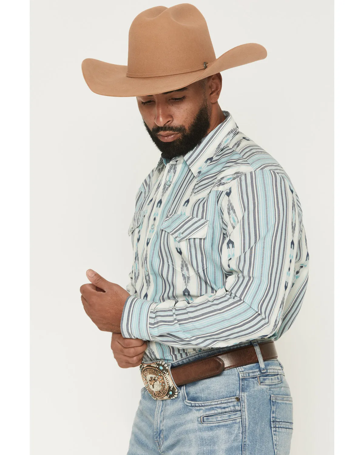 Cody James Men's Heath Southwestern Striped Long Sleeve Snap Stretch Western Shirt sold by Cody James product image thumbnail 2