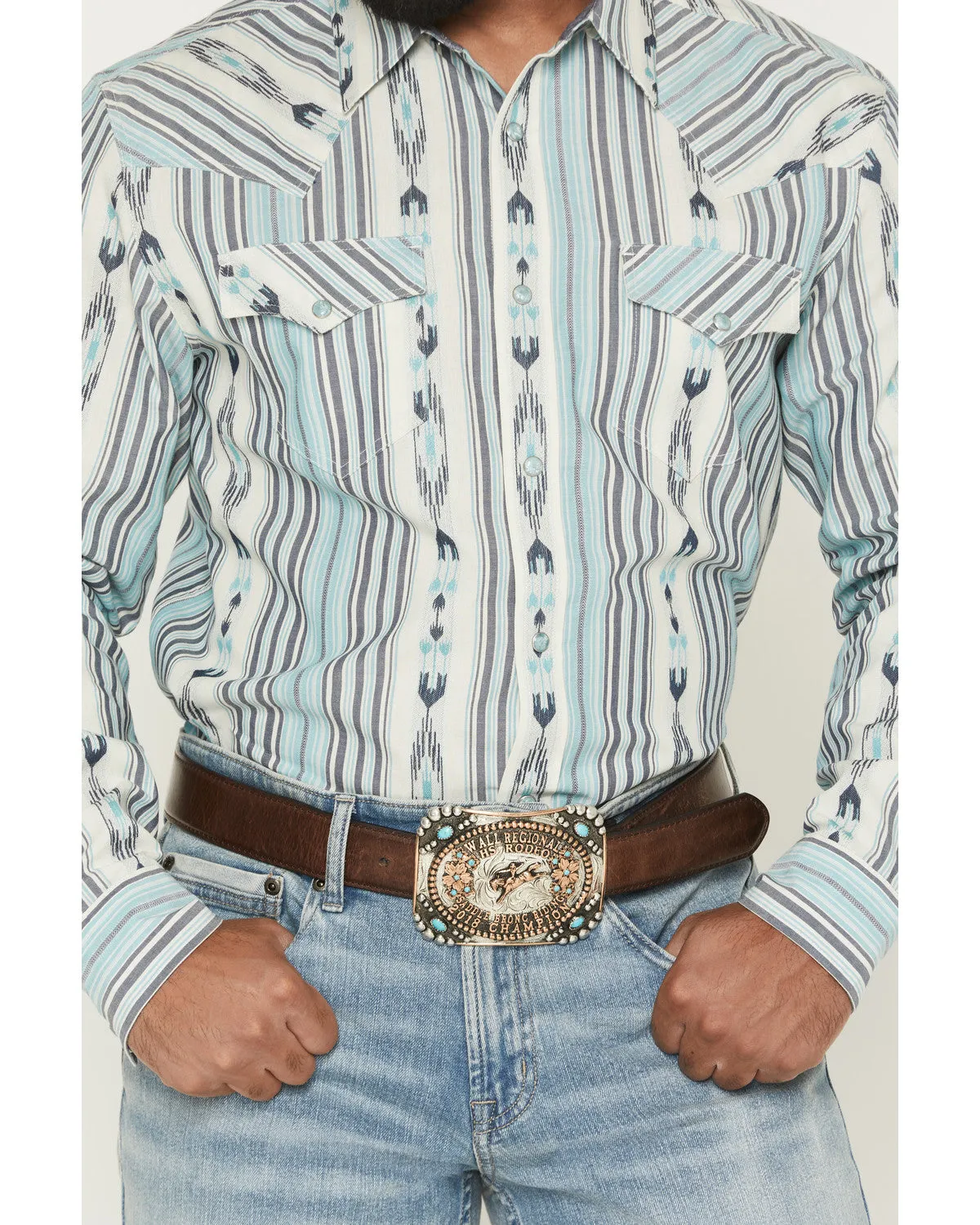 Cody James Men's Heath Southwestern Striped Long Sleeve Snap Stretch Western Shirt sold by Cody James product image thumbnail 3