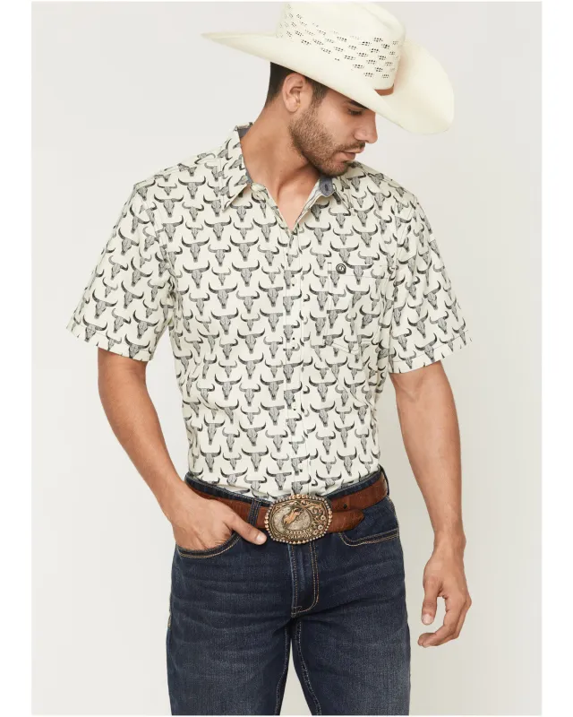 Cody James Men's Toro Steer Head Print Short Sleeve Button-Down Stretch Western Shirt - Big made by Cody James