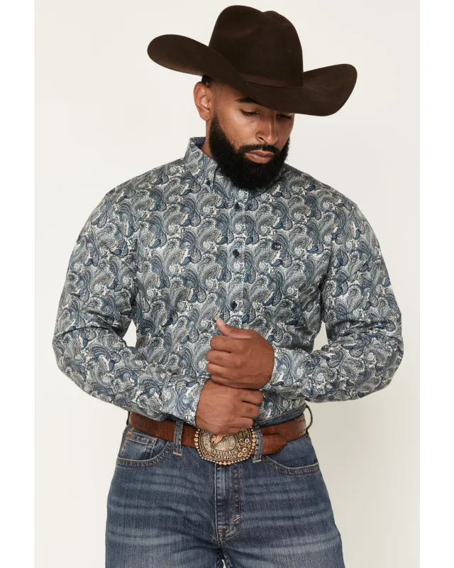 Cody James Men's Lost Resort Paisley Print Long Sleeve Button-Down Stretch Western Shirt made by Cody James