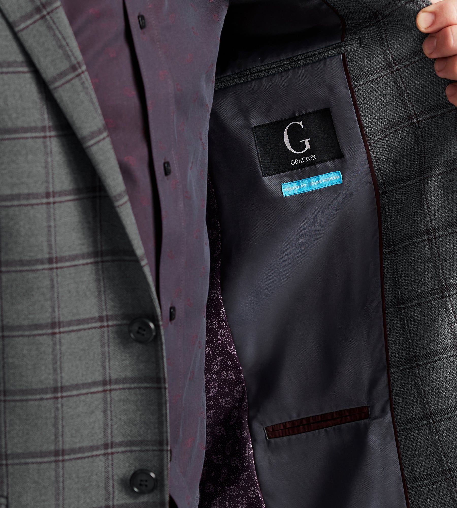 Modern Fit Stretch Check Suit Separate Jacket sold by Tip Top product image thumbnail 3