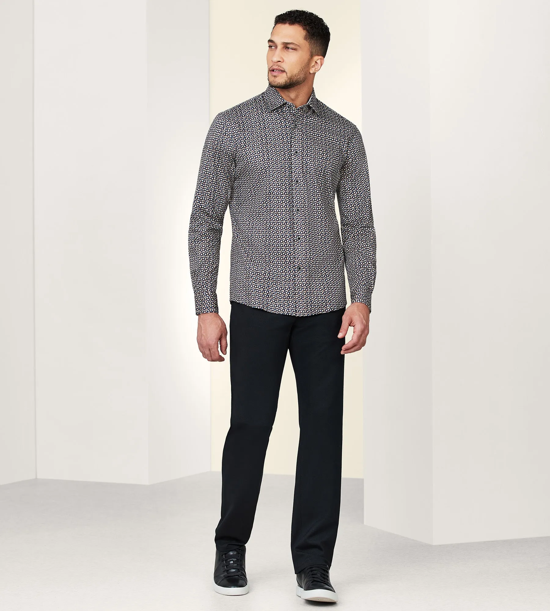 Modern Fit 360° Stretch Long Sleeve Printed Sport Shirt sold by Tip Top product image thumbnail 3