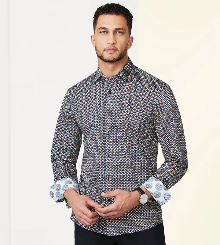Modern Fit 360° Stretch Long Sleeve Printed Sport Shirt sold by Tip Top