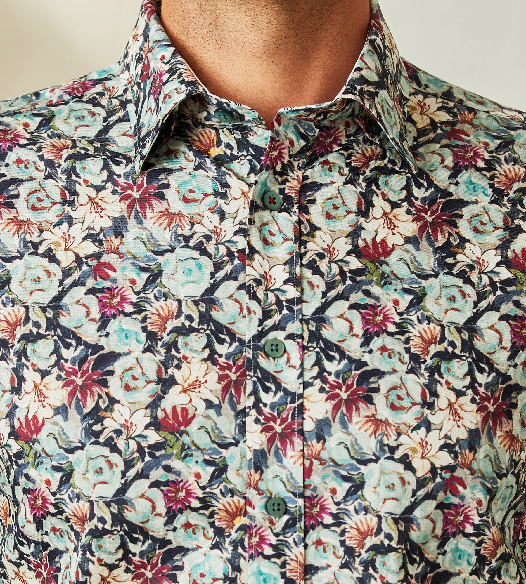 Modern Fit Non-Iron Floral Print Long-Sleeve Sport Shirt sold by Tip Top product image thumbnail 2