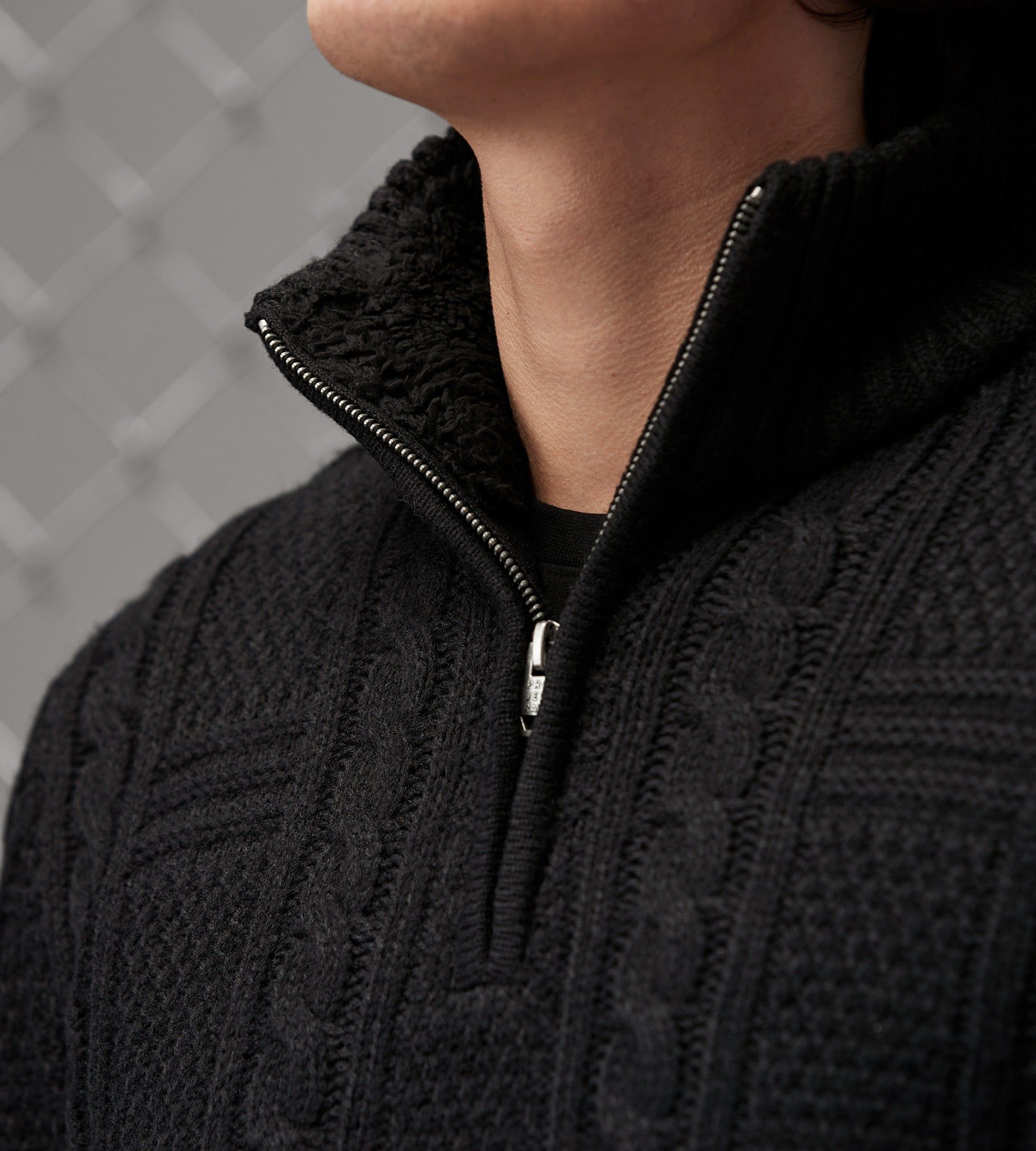 Modern Fit Quarter-Zip Mock Neck Sherpa-Lined-Collar Sweater sold by Tip Top product image thumbnail 2