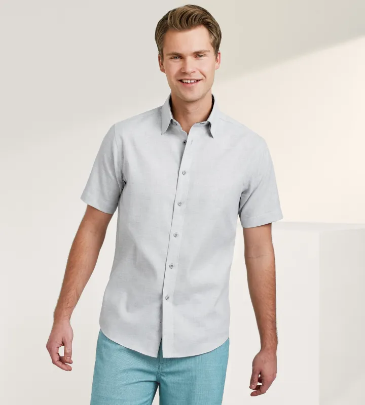 Modern Fit Short Sleeve Textured Linen-Like Solid Sport shirt sold by Tip Top