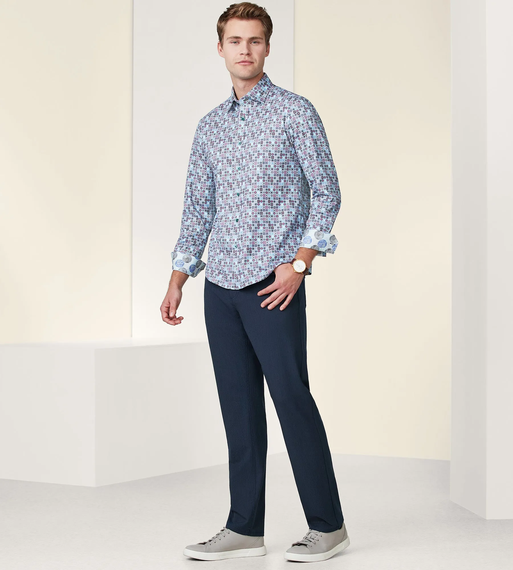 Modern Fit 360° Stretch Long Sleeve Printed Sport Shirt sold by Tip Top product image thumbnail 3